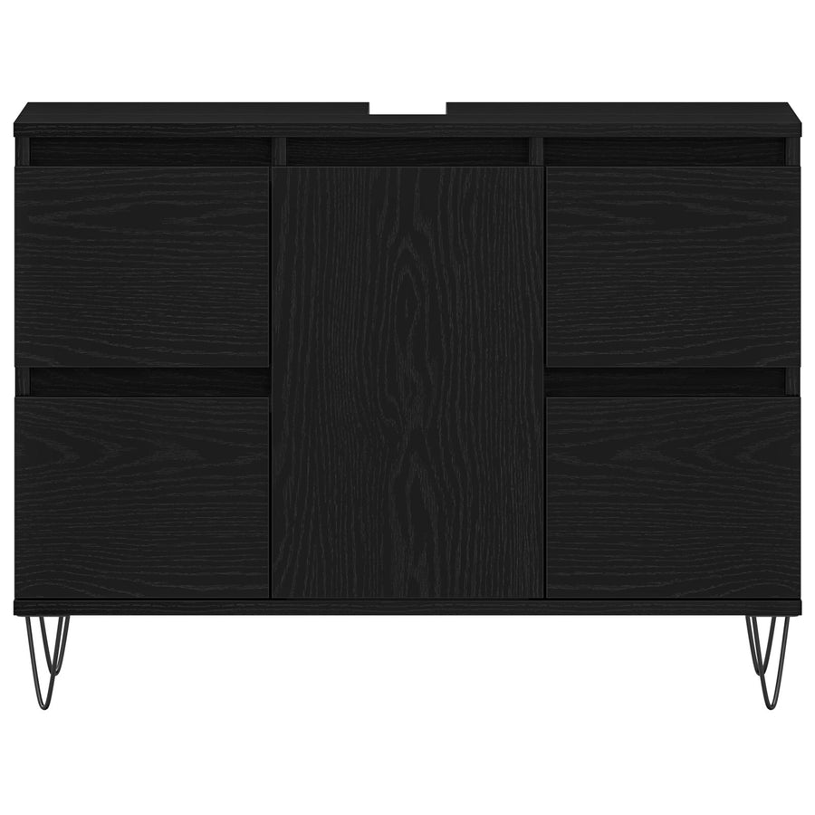 Badkamersinkkast Zwart Eiken 80X33X60 Cm Gelaagd Hout