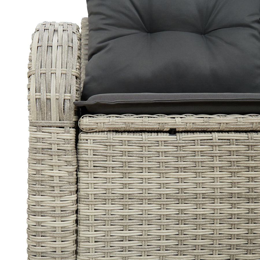 2-Persoons Tuin Sofa & Kussens Poly Rattan Licht grijs met opslag