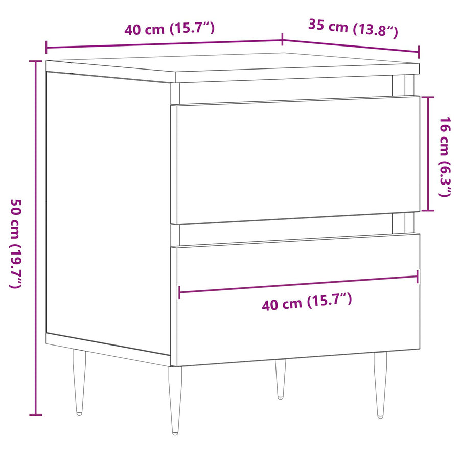 Nachttafels 2 Stuks Oud Hout 40X35X50 Cm Gelaagd Hout