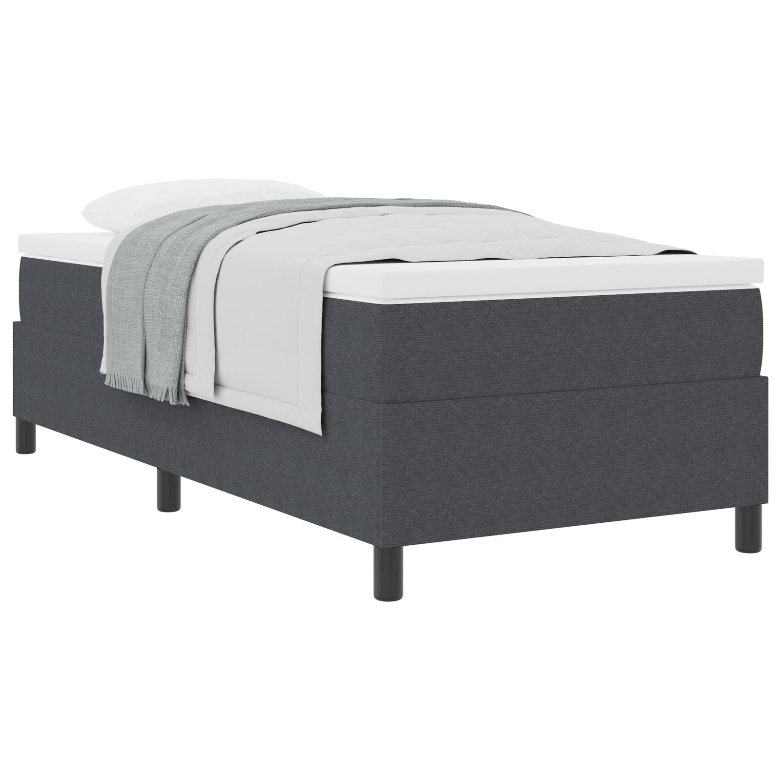 Boxspring Bed Met Matras Donkergrijs 80X200 Cm Corduroy Stof