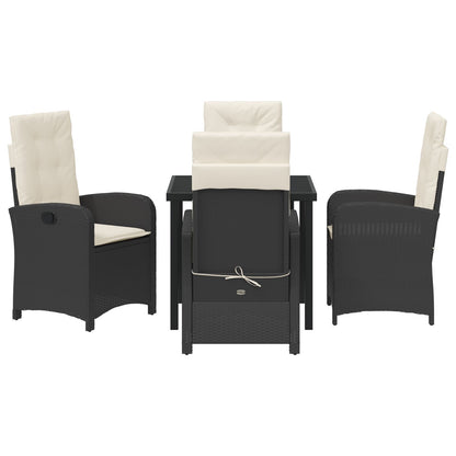 5-Delige Tuin Eet Set Met Kussens Zwart Poly Rattan