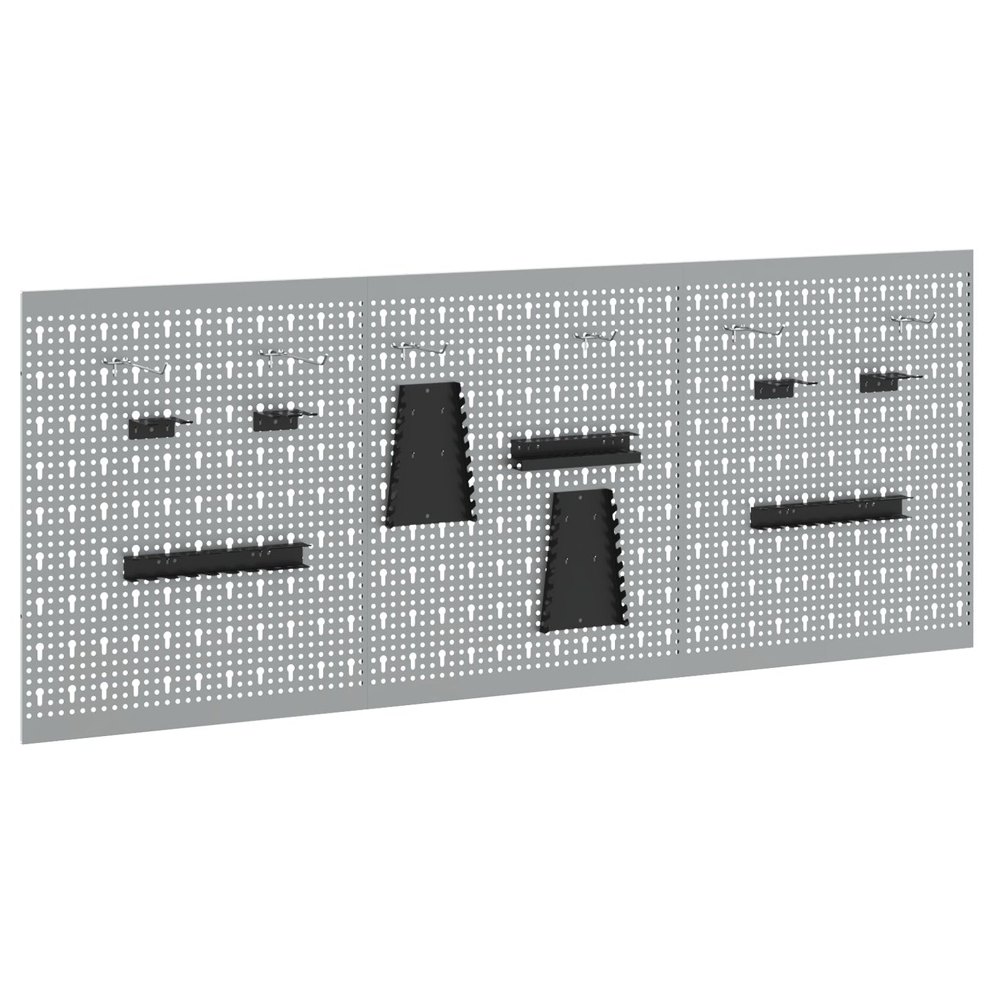 Pegboards - 3-Pack Met 15 Accessoires, Grijs, 150X, Staal 60 cm