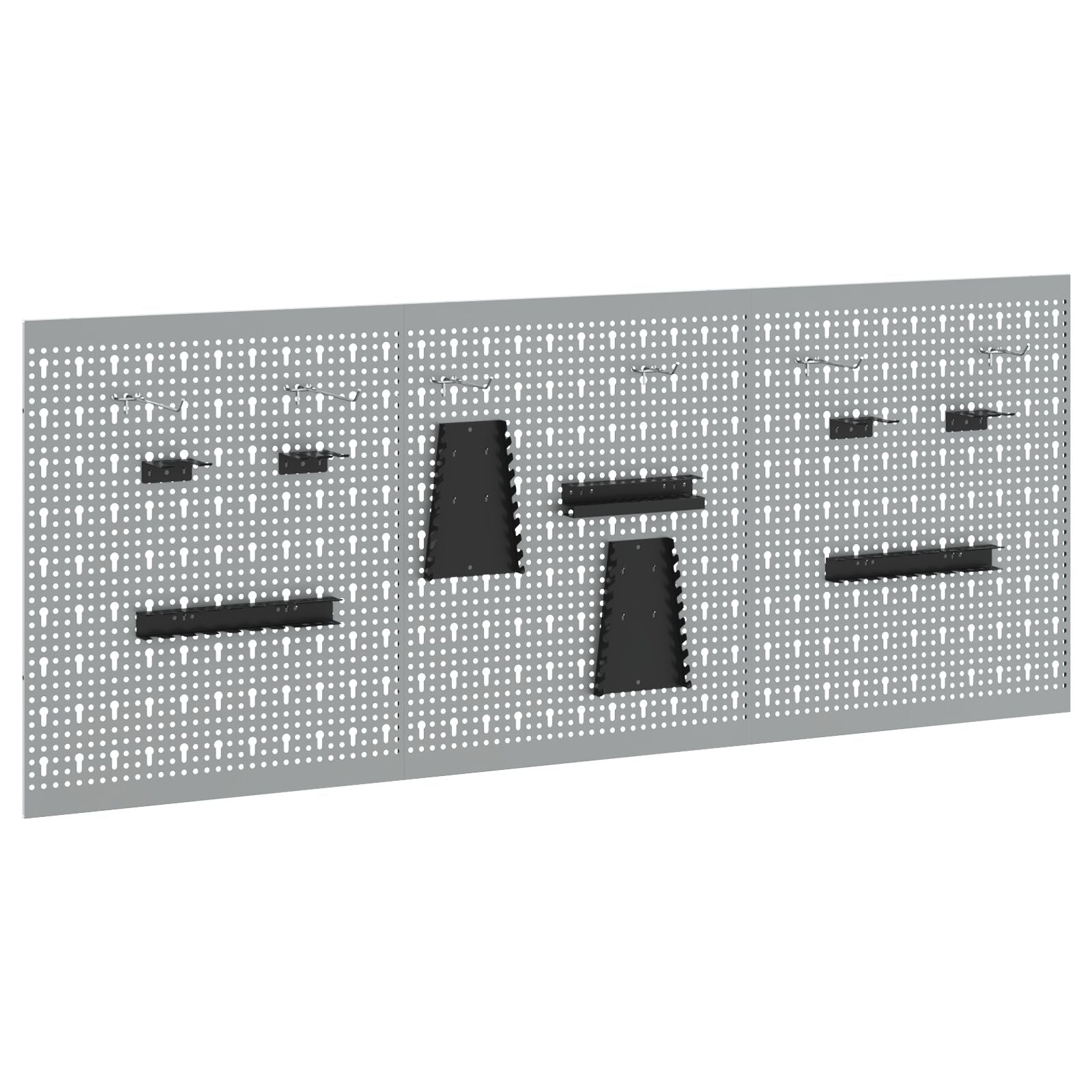 Pegboards - 3-Pack Met 15 Accessoires, Grijs, 150X, Staal 60 cm