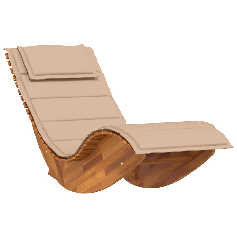 Zonligstoel Set Van 2 Beige Hout En Beklede Stof Groot