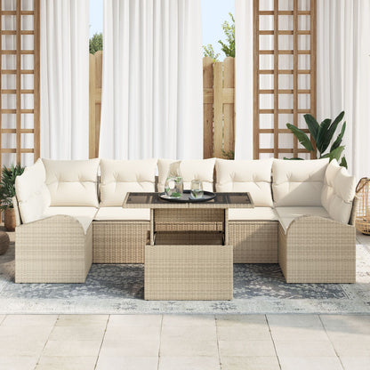 8-Delige Tuin Sofa Set Met Kussens Beige Poly Rattan