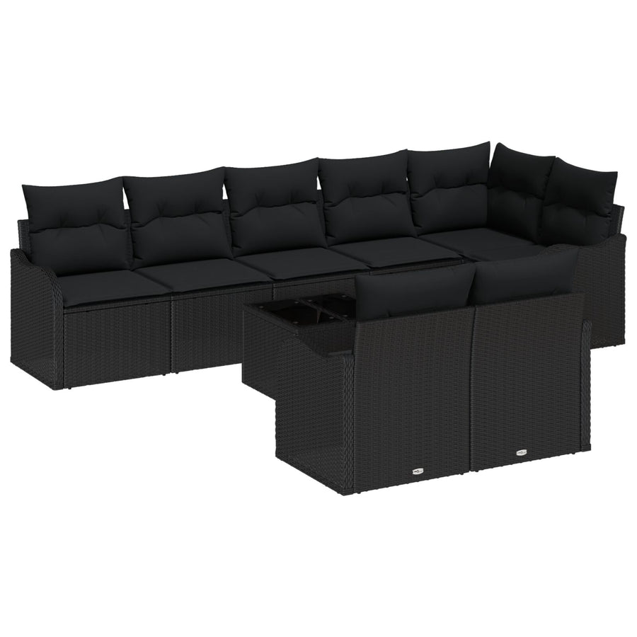 9-delige Tuin Sofa Set met Kussens Beige Poly Rattan, vidaXL 2-zits Tuin Sofa met Kussens Zwart Poly Rattan