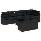 Loungeset 9-delig polyrattan zwart