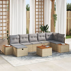 Loungeset poly rattan 8-delig grijs met opbergruimte