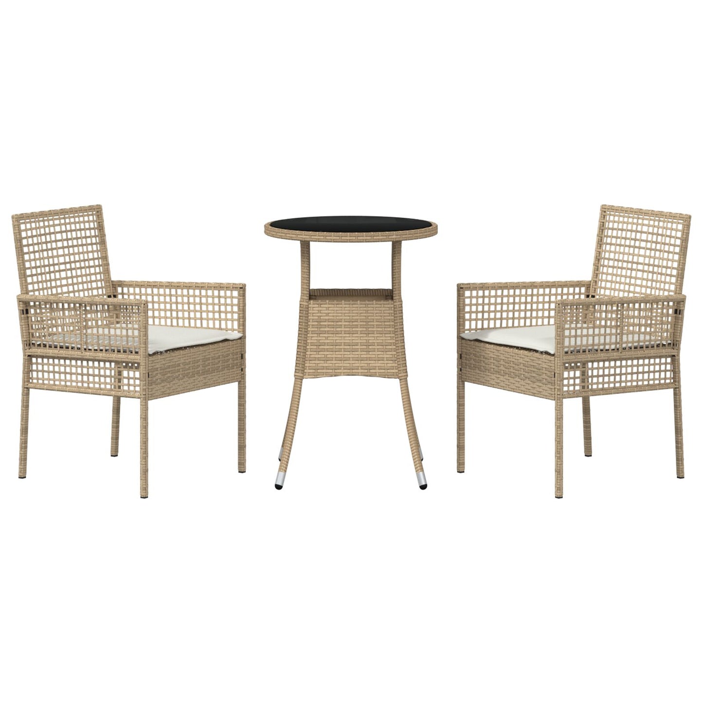 3 Delige Tuin Eet Set Beige Poly Rattan