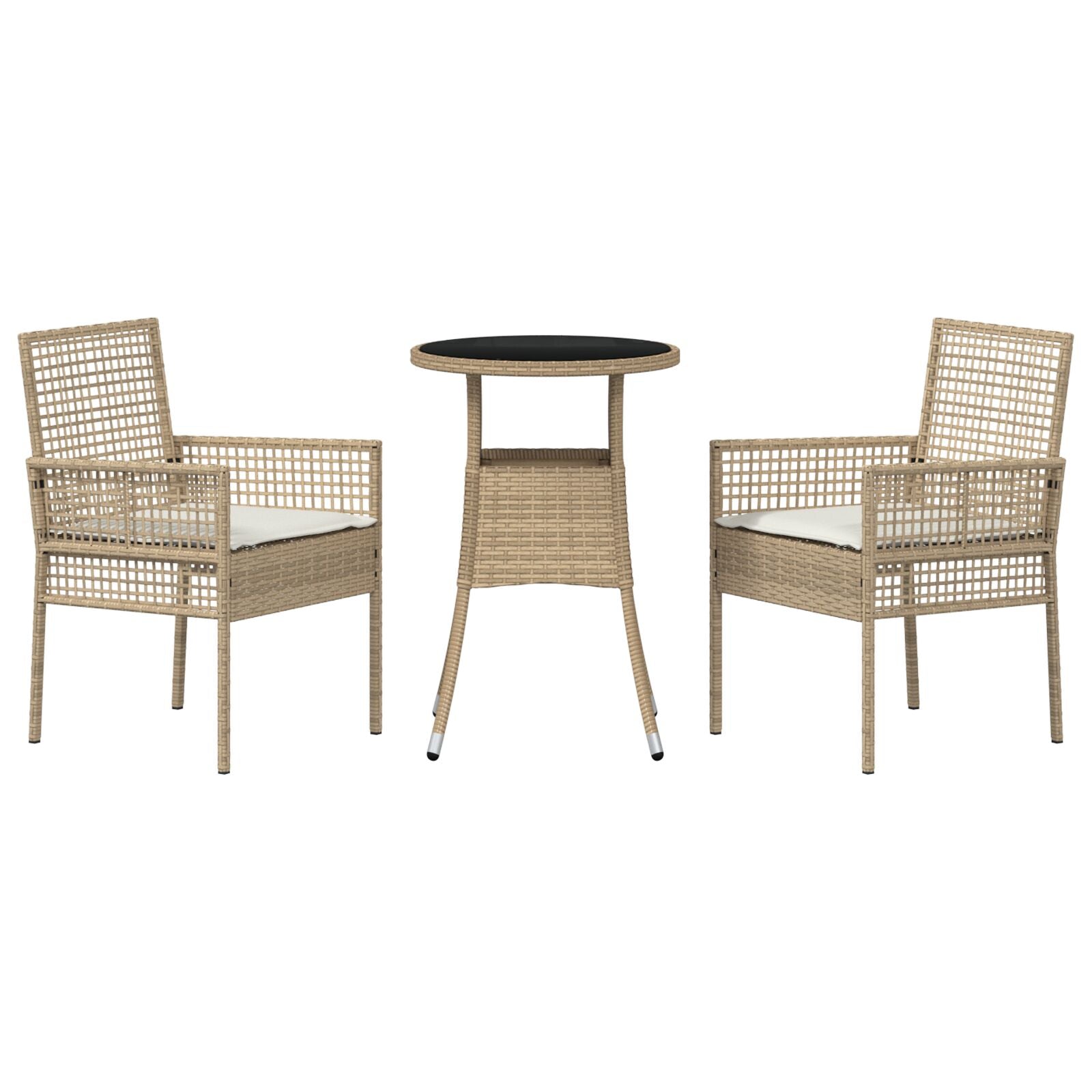 3 Delige Tuin Eet Set Beige Poly Rattan
