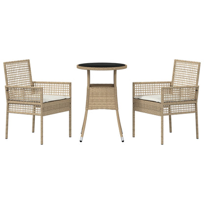 3 Delige Tuin Eet Set Beige Poly Rattan