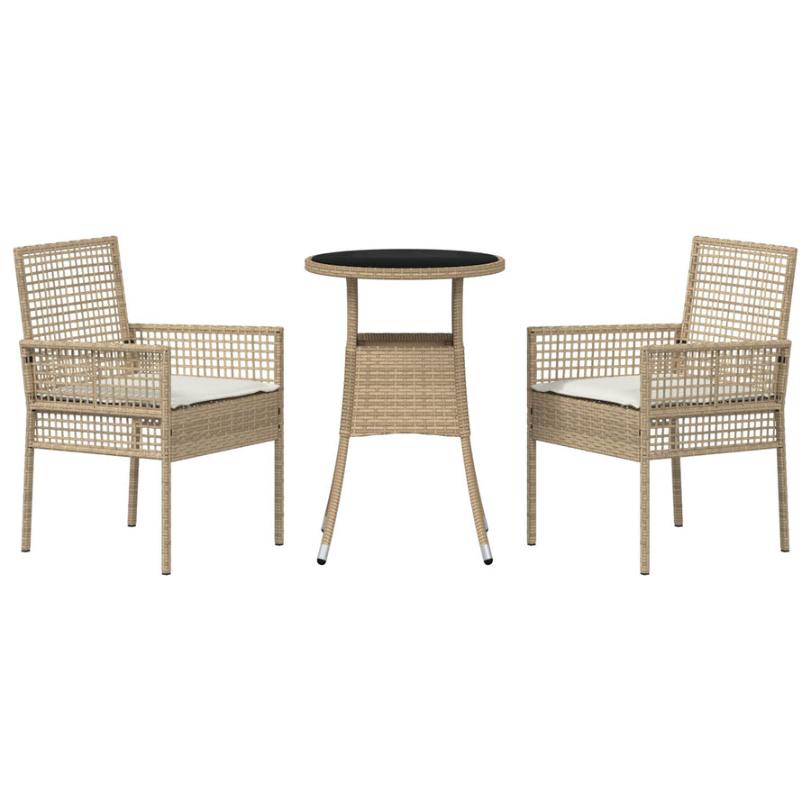 3 Delige Tuin Eet Set Beige Poly Rattan