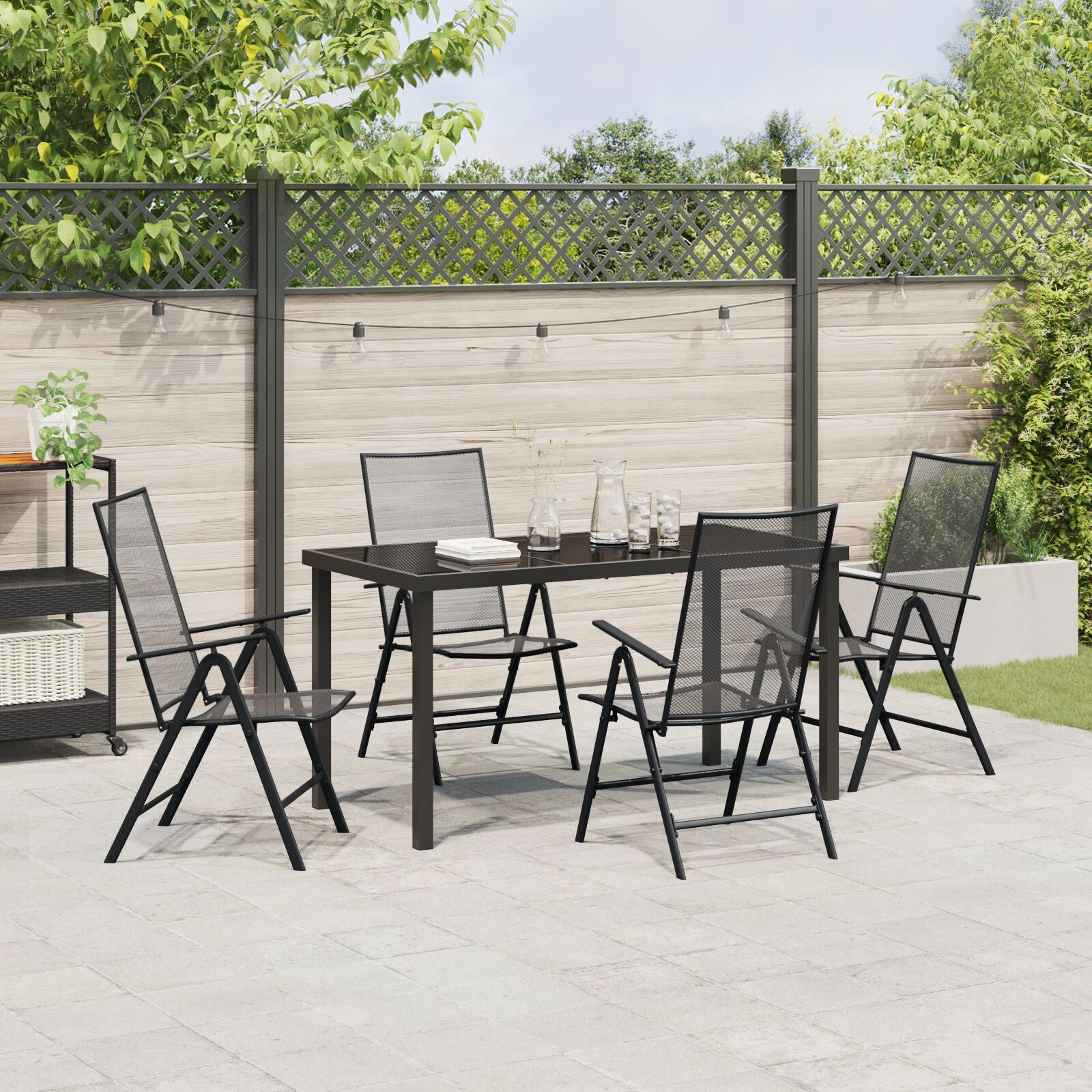 5-Delige Tuin Eetset In Anthraciet Staal