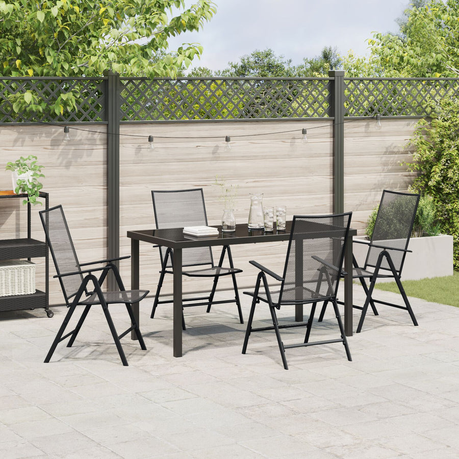 5-Delige Tuin Eetset In Anthraciet Staal