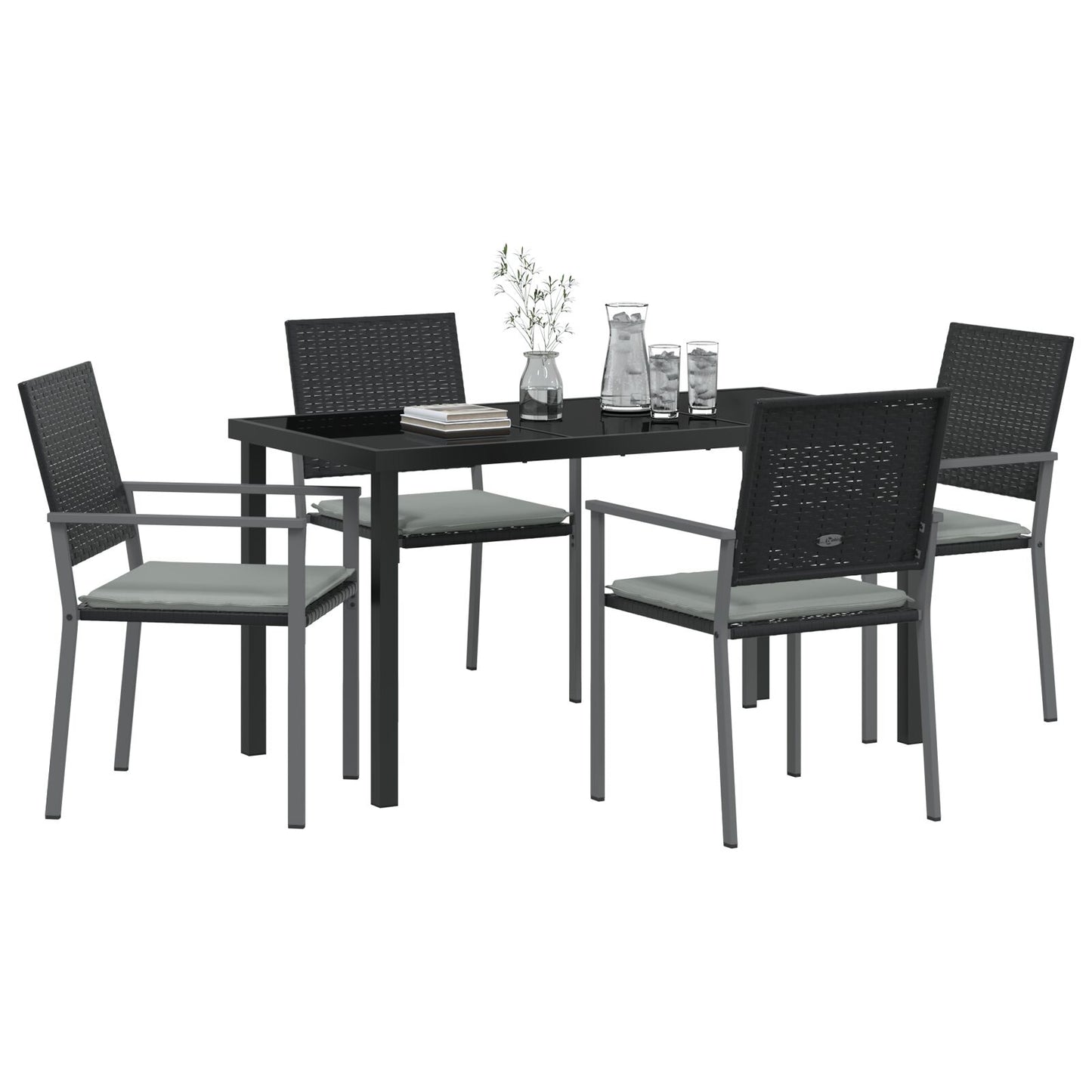 Set Van 3 Zwart Pe Rattan 54X62,5X89 Cm Duurzaam Tuinstoel