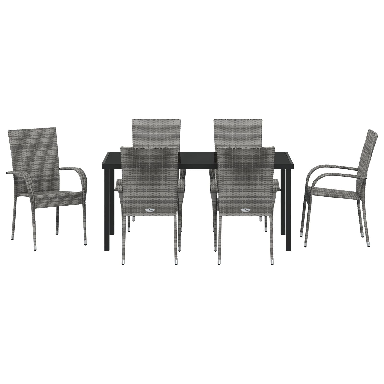 7-Delige Tuinset Grijs Poly Rattan