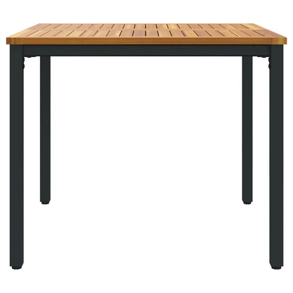 Tuin Tafel Massief Acaciahout En Metaal 90 x 90 x 75 cm Natuurlijk en zwart