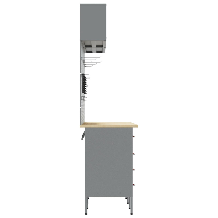 10-Delige Werkcabinet En Pegboard Set Mdf En Metaal 4x (2x84/2x85 cm) Zwart 4x kast + 4x pegboard + 2x kast met deur