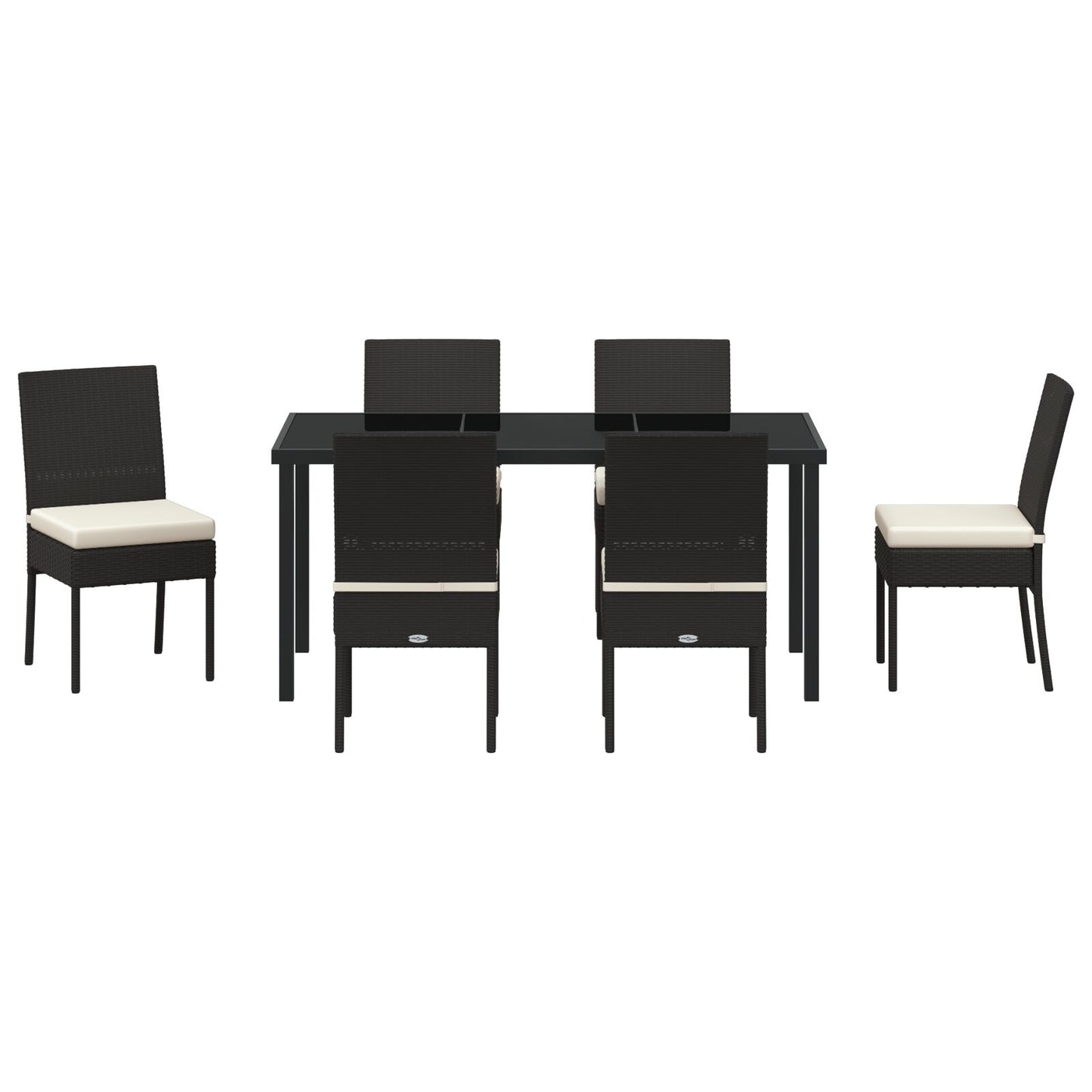 7-Delige Tuin Eetset Zwart Poly Rattan
