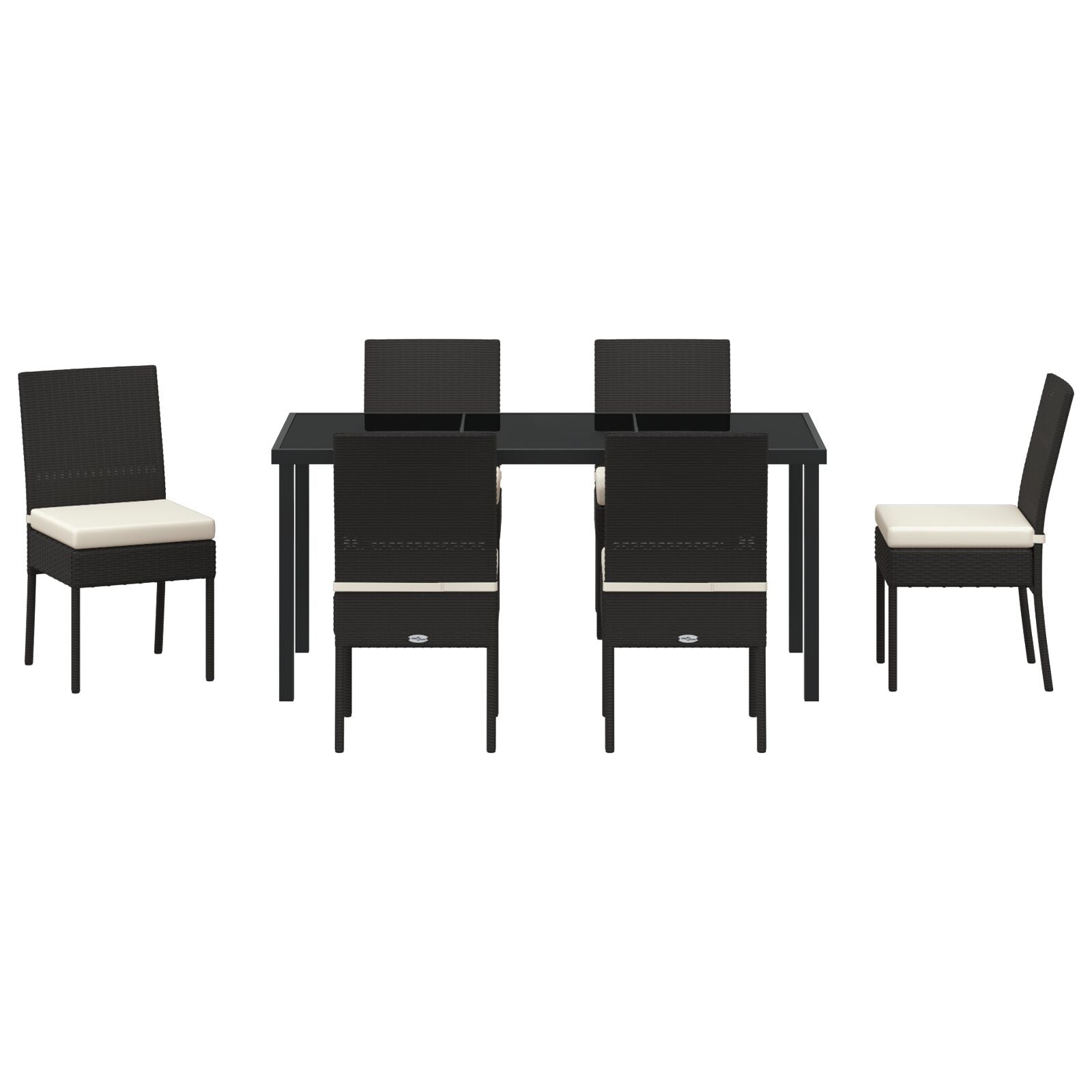 7-Delige Tuin Eetset Zwart Poly Rattan