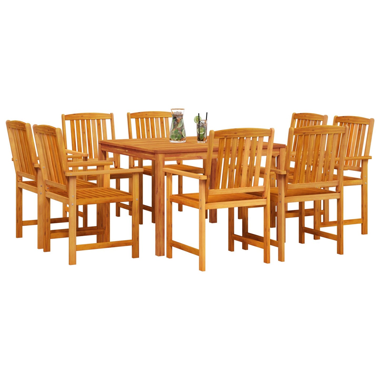 9-Delige Tuin-Eettafel Set Van Massief Acaciahout 8-Persoons Tafellengte 180 cm