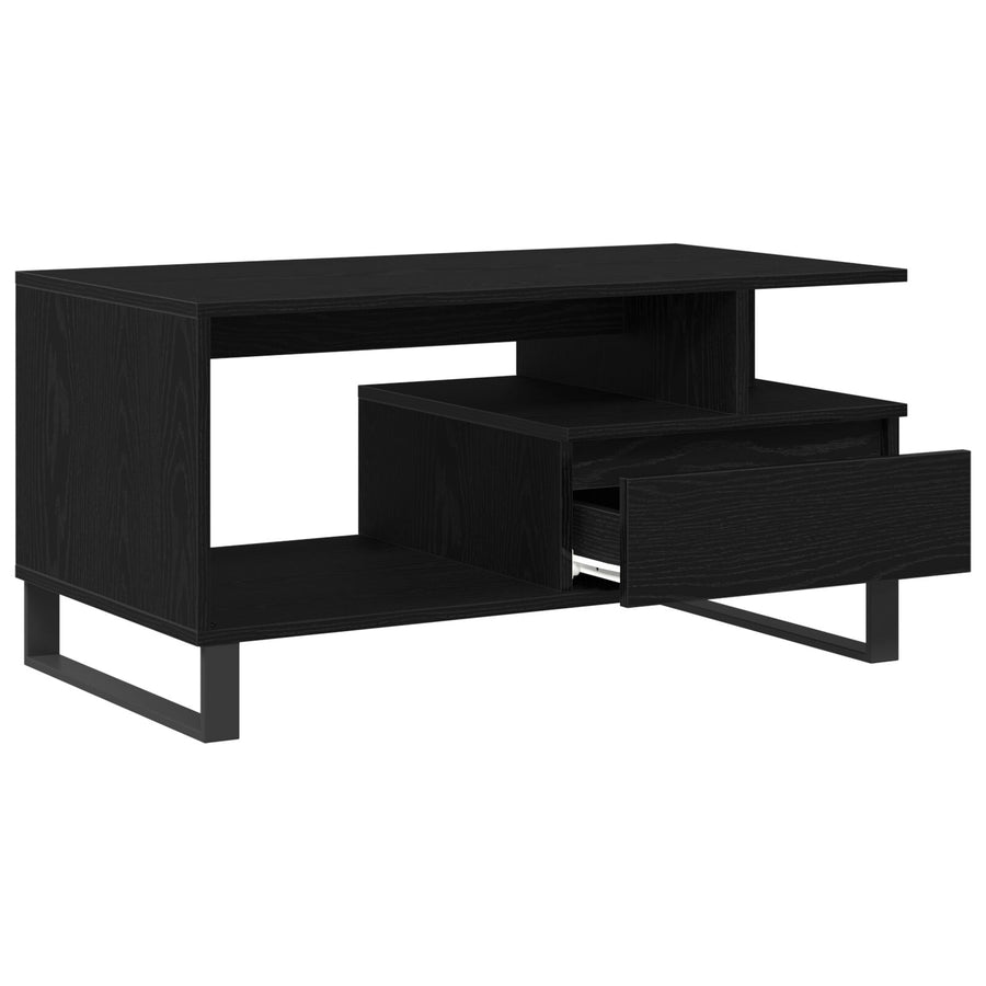 Salontafel 90X49X45 Cm Bewerkt Hout Zwart eiken