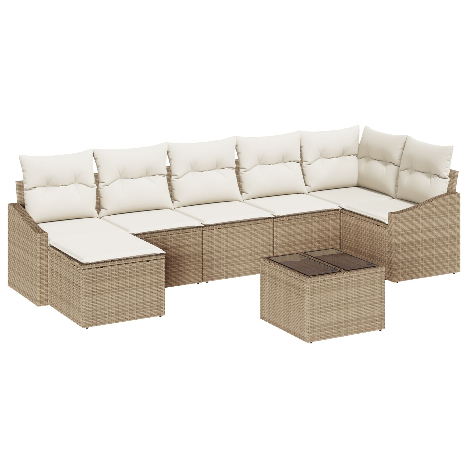 8-Delige Tuindining Set Met Kussens Bruin Poly Rattan