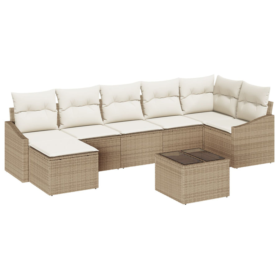 8-Delige Tuindining Set Met Kussens Bruin Poly Rattan