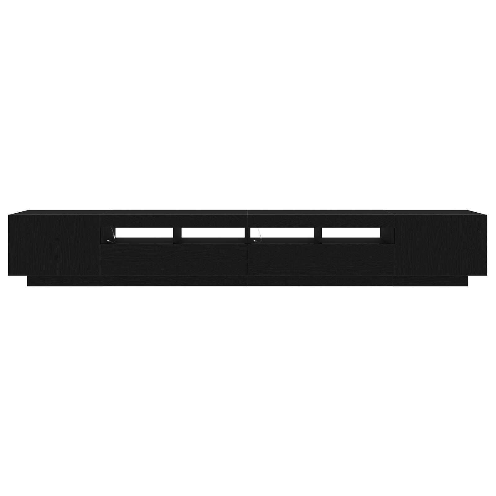 Tv-Kast Met Led-Verlichting - - 260X35X40 Cm - Behandeld Hout Zwart eiken