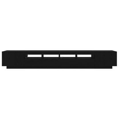 Tv-Kast Met Led-Verlichting - - 260X35X40 Cm - Behandeld Hout Zwart eiken