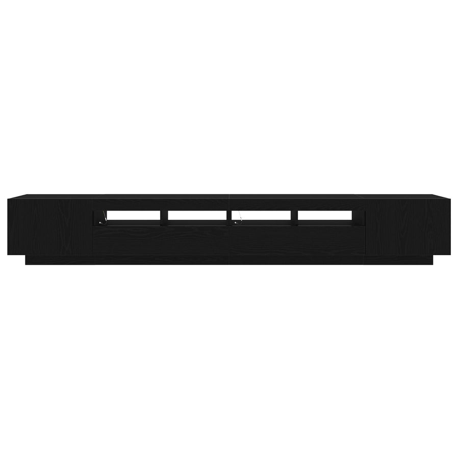 Tv-Kast Met Led-Verlichting - - 260X35X40 Cm - Behandeld Hout Zwart eiken