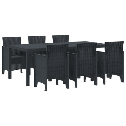 7 Delige Tuin Eettafelset Anthraciet Poly Rattan