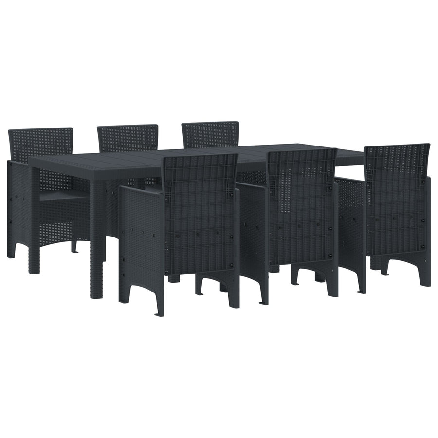7 Delige Tuin Eettafelset Anthraciet Poly Rattan