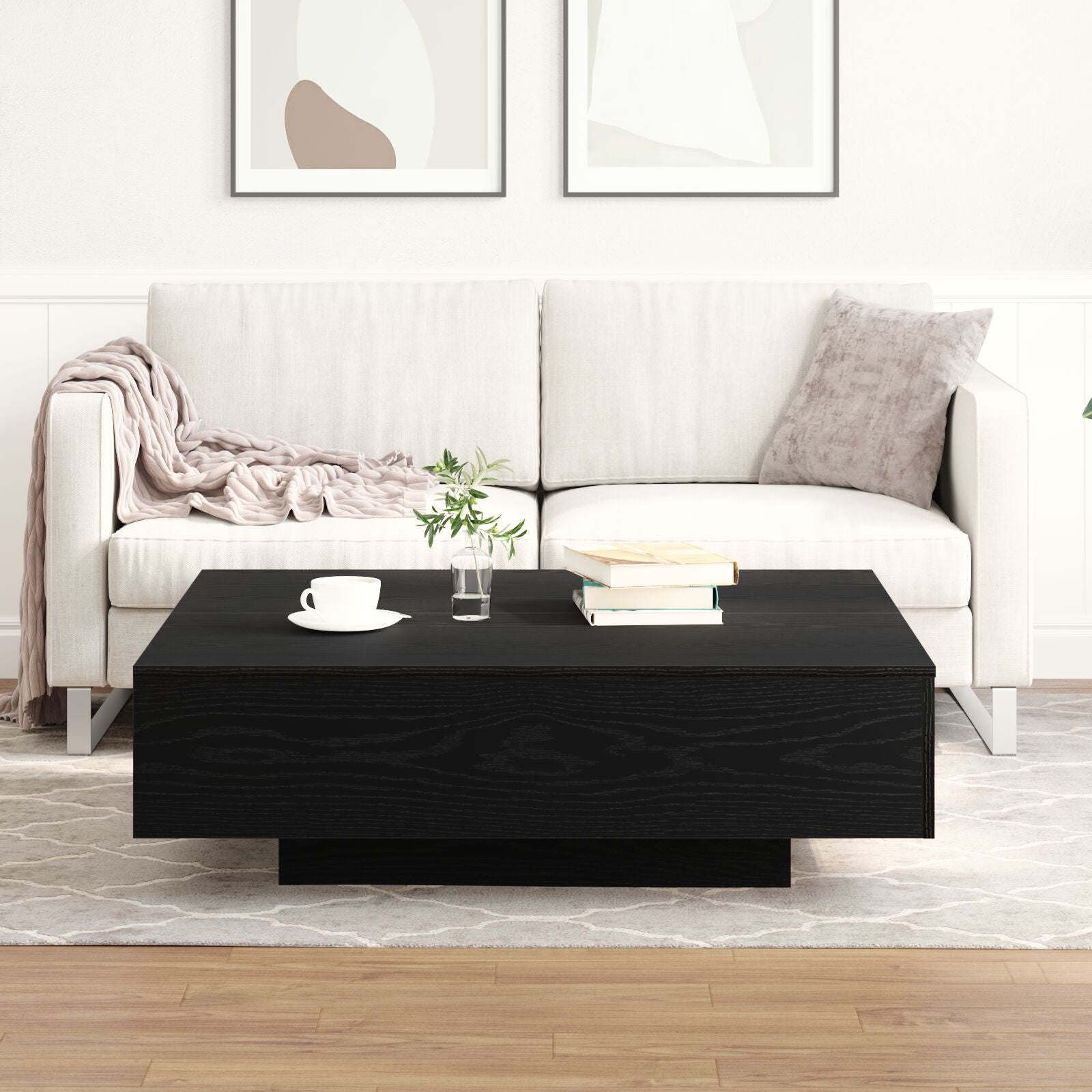 Salontafel Zwart Eiken 100X100X31 Cm Gelaagd Hout