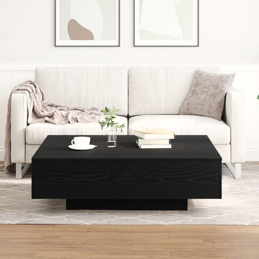 Salontafel Zwart Eiken 100X100X31 Cm Gelaagd Hout
