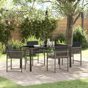 Eettafelset poly rattan grijs 4 personen