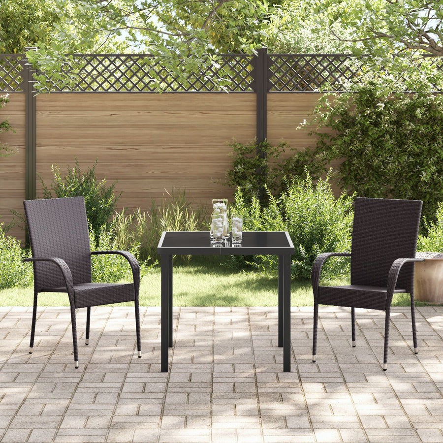 3-Persoons Tuin Eetset Bruin Poly Rattan