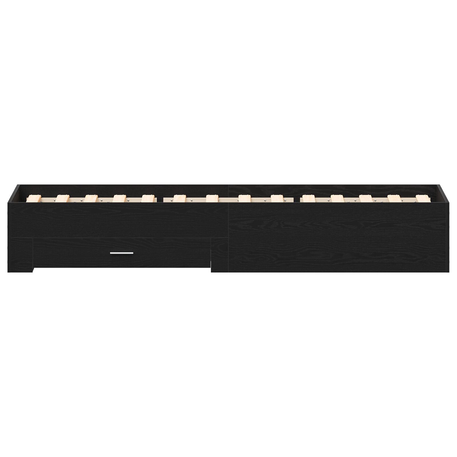 Bed Frame Zwart Eiken 90X200 Cm Bewerkt Hout Ambachtelijk Eiken