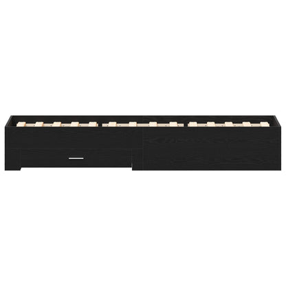 Bed Frame Zwart Eiken 90X200 Cm Bewerkt Hout Ambachtelijk Eiken