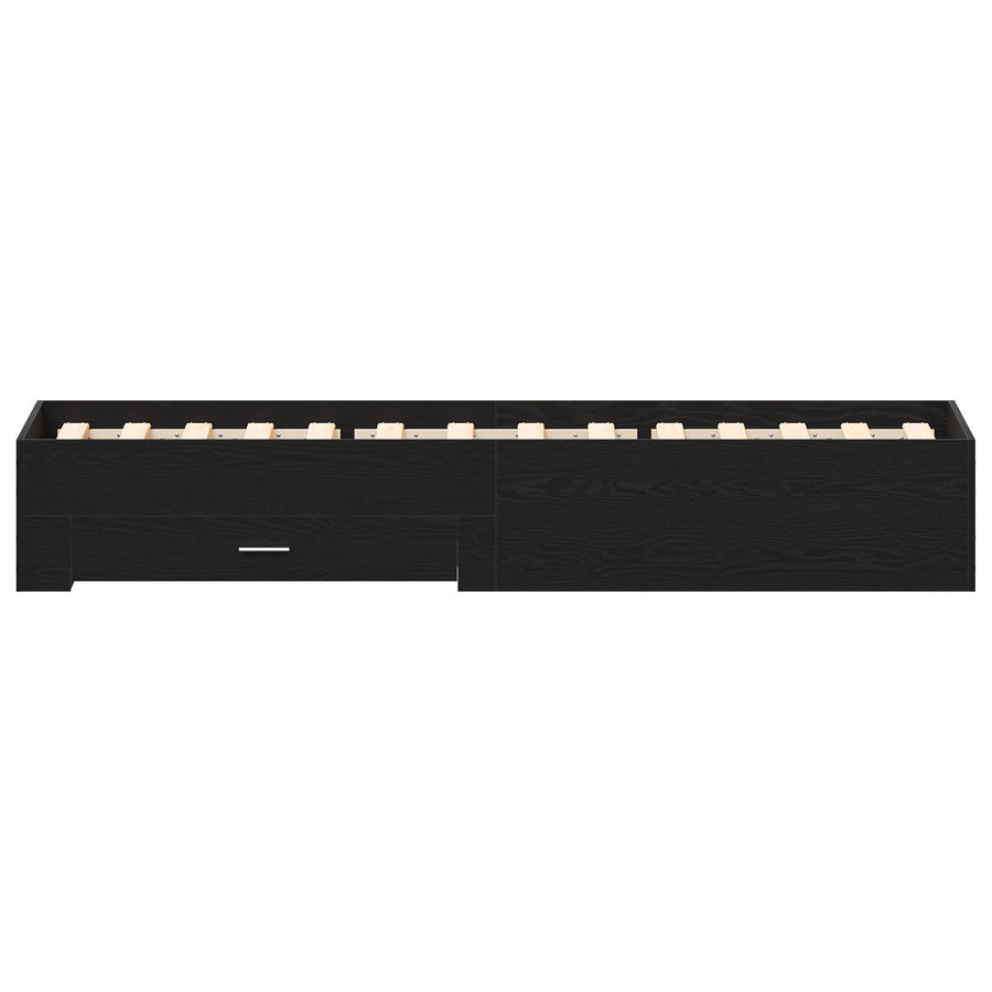 Bed Frame Zwart Eiken 90X200 Cm Bewerkt Hout Ambachtelijk Eiken