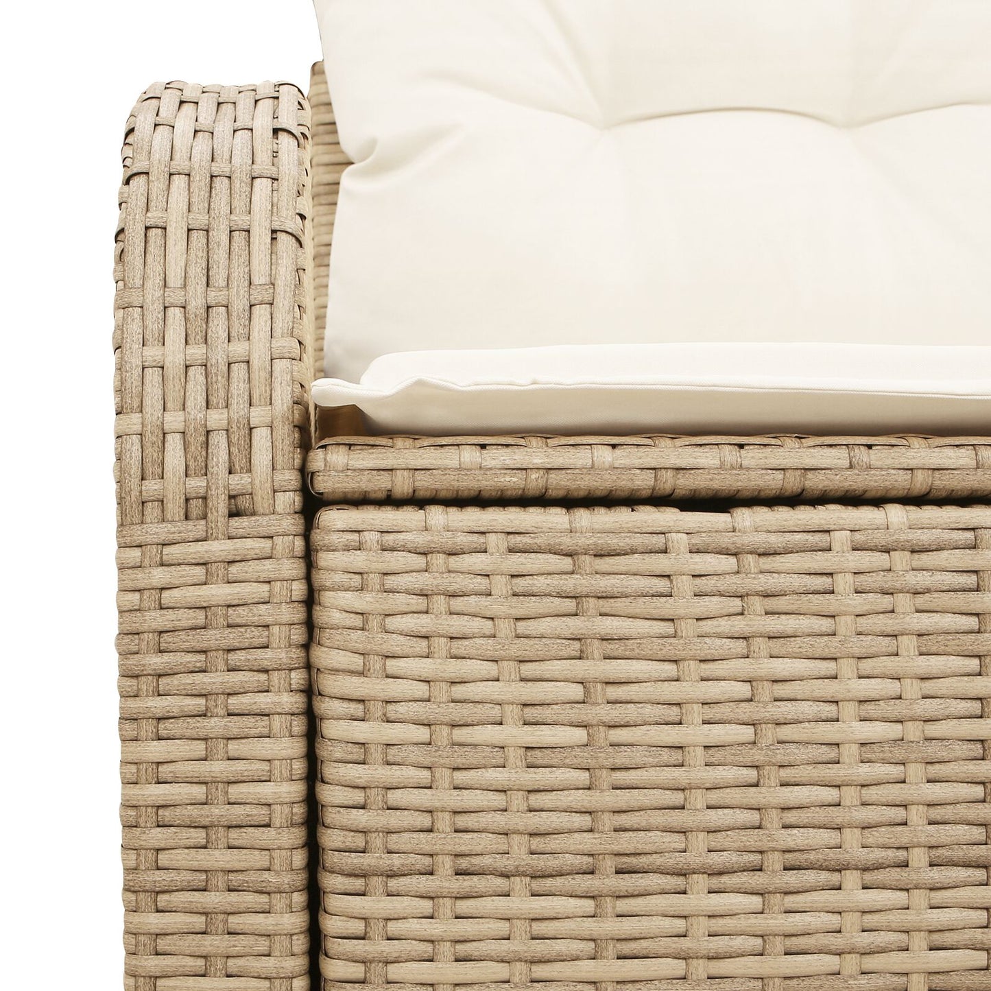 2-Zits Tuinbank & Kussens Poly Rattan Beige en crème met opbergruimte