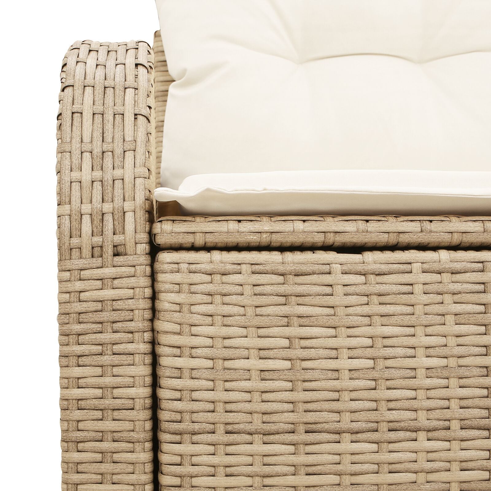 2-Zits Tuinbank & Kussens Poly Rattan Beige en crème met opbergruimte