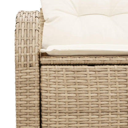 2-Zits Tuinbank & Kussens Poly Rattan Beige en crème met opbergruimte