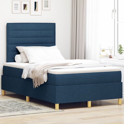 Boxspring Bed Met Matras Blauw 120X200 Cm Stof Blauw