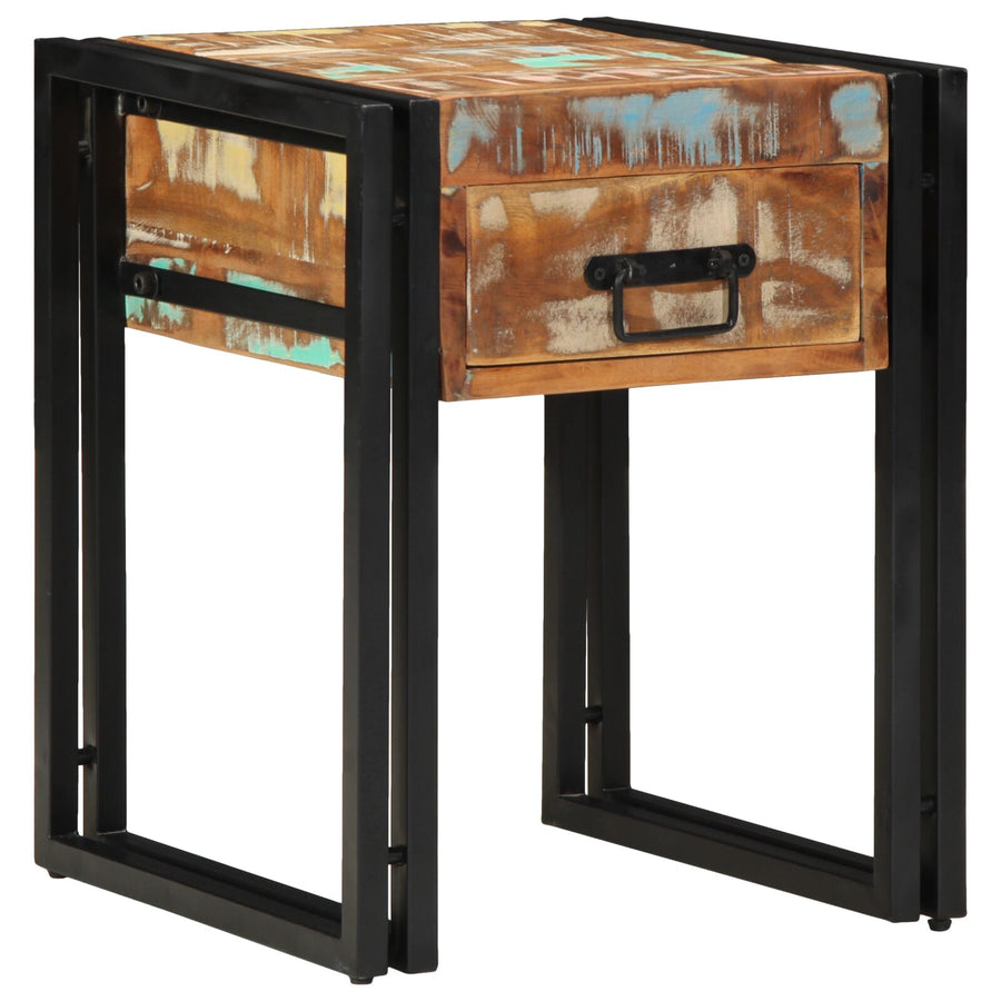 Bijzettafel Met Lade Zwart 40 x 40 x 50 cm Massief gerecycled hout