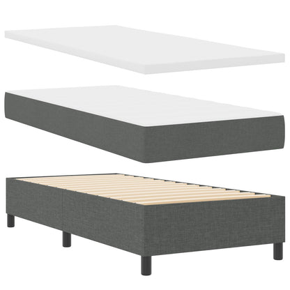 Boxspringbed Met Matras & Bank Stof Donkergrijs 90 x 200 cm Lijnen ontwerp