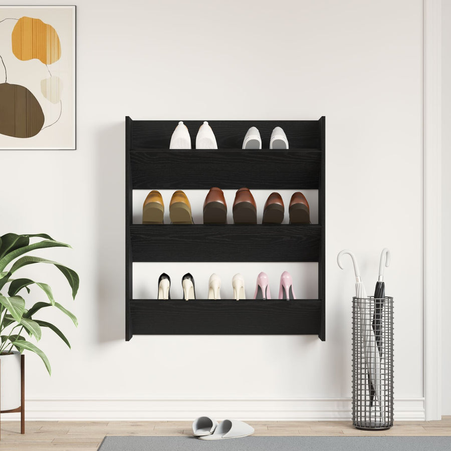 Wand Schoenenkast Van Hout Zwart eiken