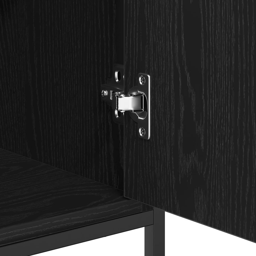 Dressoir 100X35X80 Cm Samengesteld Hout En Staal Zwart eiken