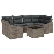 7-Delige Tuinsalonset Met Kussens Grijs Poly Rattan