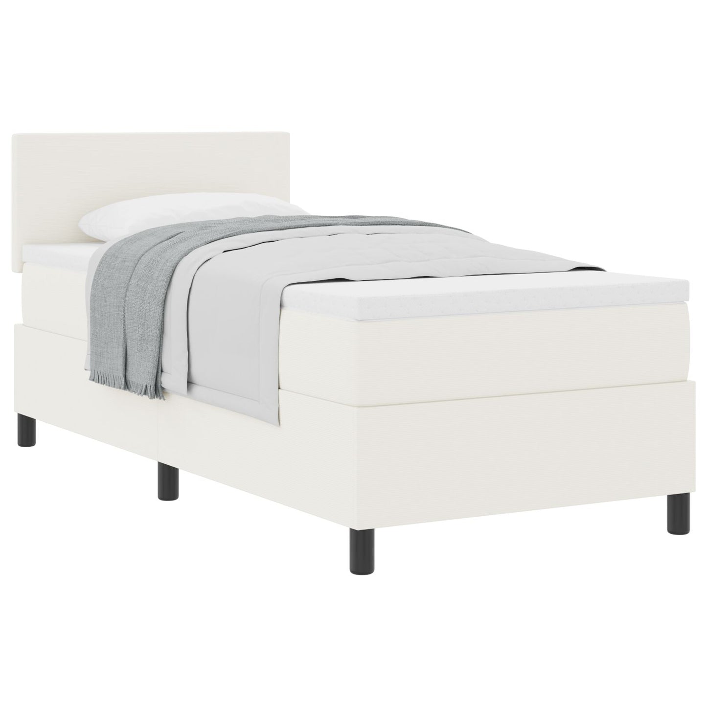 Boxspringbed Met Matras Crème 100X200 Cm Corduroy Stof